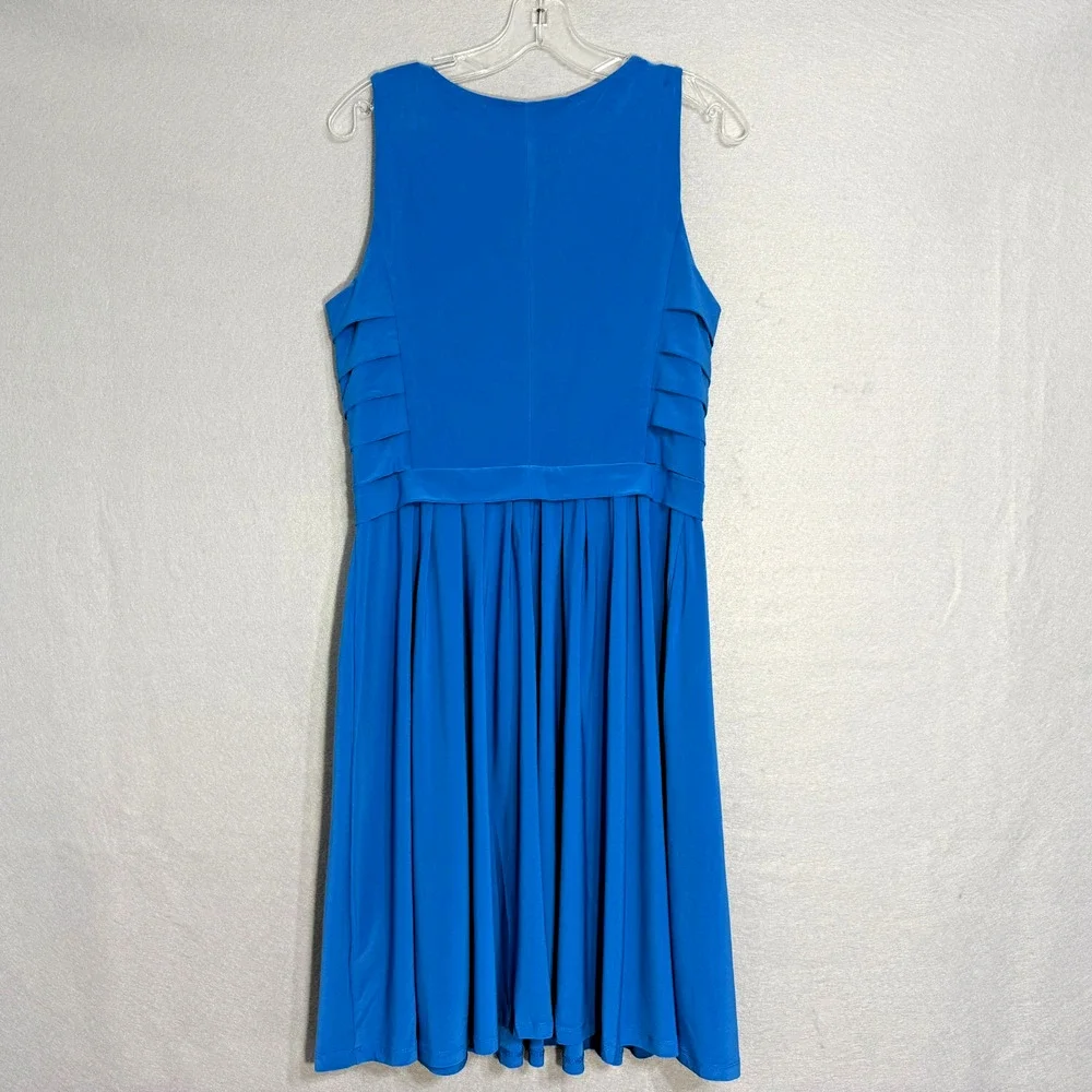 Lauren Ralph‎ Lauren Fit Flare Womens Dress 10 Stretch Pleated Classic Preppy